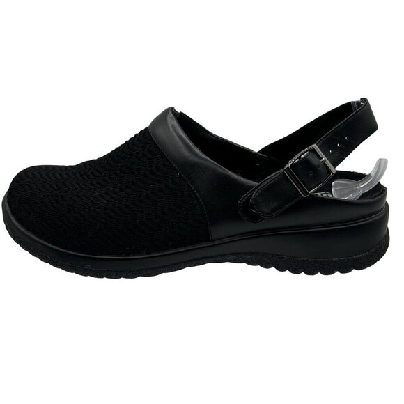 Drew Savannah Women 10 M Stretchable Clog  Black Wavy Slip On Shoes Buckle Mule - Picture 9 of 13